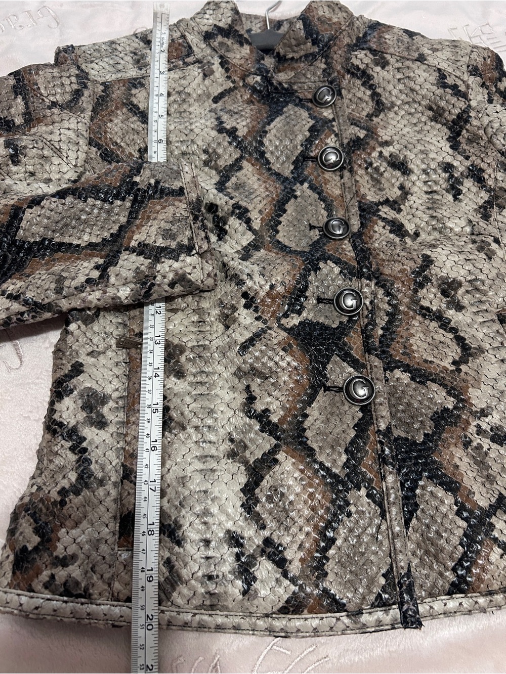 GUESS Melania Python Faux-Leather Jacket- snakeskin pattern - Picture 7 of 10